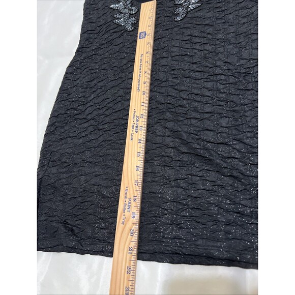 FREE PEOPLE Black Sparkle Sewn Beaded Lined Party Dress Going Out Scoop Back L - Picture 14 of 16